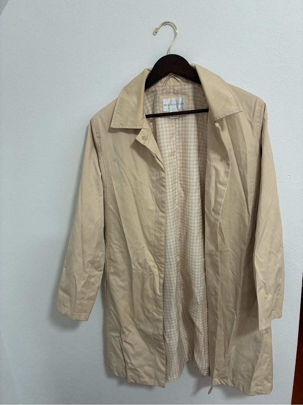 Worthington Beige Men's Trench Coat - Lightweight Casual Outerwear
